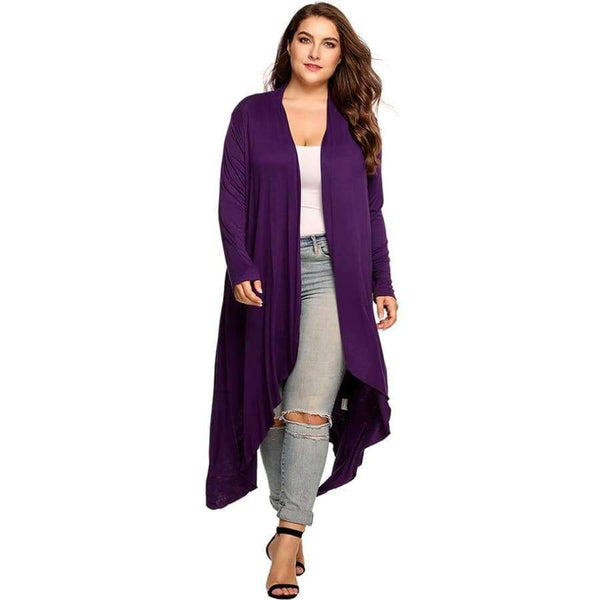 Planet Gates Black / XL Women Cardigan Jacket Plus Size Autumn Open Front Solid Draped Lady Large Long Large Sweater Big Oversized L-5XL