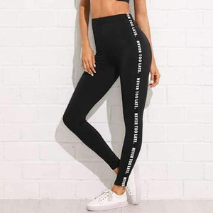 Planet Gates Black / XS Letter Print Side Skinny Leggings 2018 Stretchy Active Wear Crop Leggings Women Athleisure Sporting Leggings