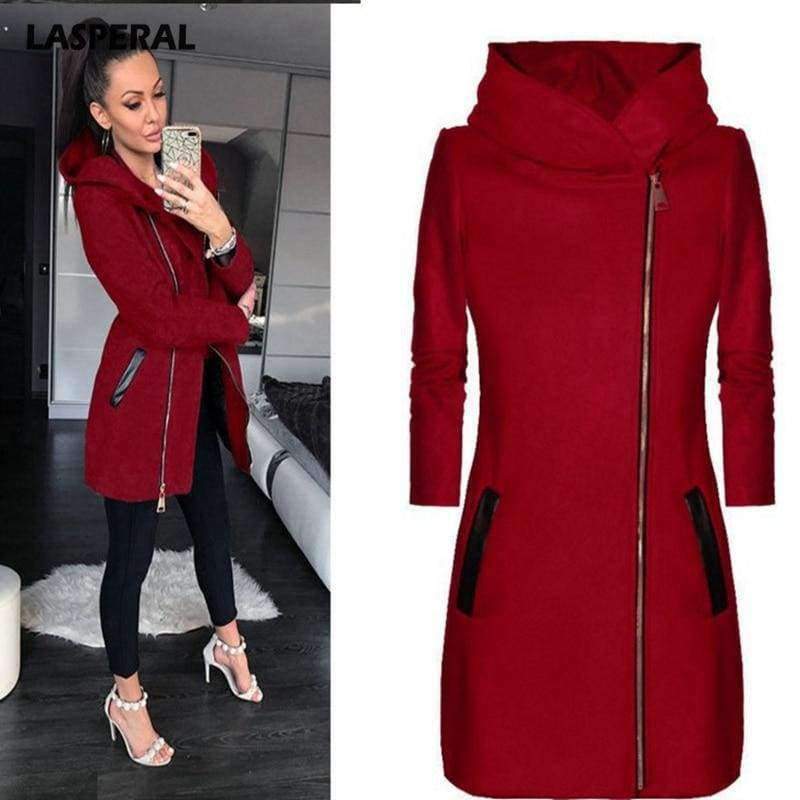 Planet Gates Black / XS Long Sleeve Women Overcoat Fashion Warm Zipper Jacket Outwear Fashion Winter Jacket Women Autumn Hooded Coat With Hat