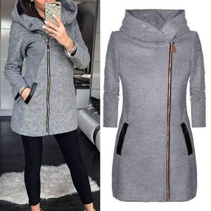 Planet Gates Black / XS Long Sleeve Women Overcoat Fashion Warm Zipper Jacket Outwear Fashion Winter Jacket Women Autumn Hooded Coat With Hat