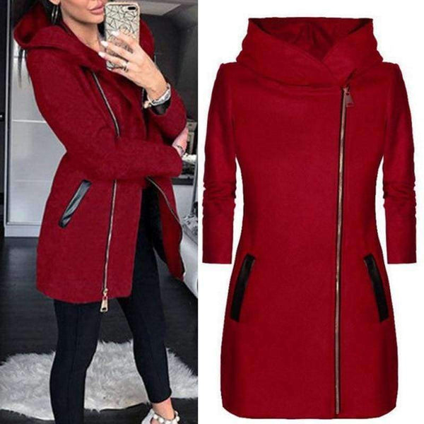 Planet Gates Black / XS Long Sleeve Women Overcoat Fashion Warm Zipper Jacket Outwear Fashion Winter Jacket Women Autumn Hooded Coat With Hat