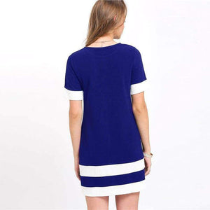 Planet Gates Sort / XS Sheinside Office Ladies Color Block Casual Minikjoler Arbejdstøj Sort Hvid Patchwork Rund Hals Kortærmet Shiftkjole