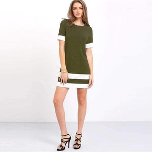 Planet Gates Sort / XS Sheinside Office Ladies Color Block Casual Minikjoler Arbejdstøj Sort Hvid Patchwork Rund Hals Kortærmet Shiftkjole