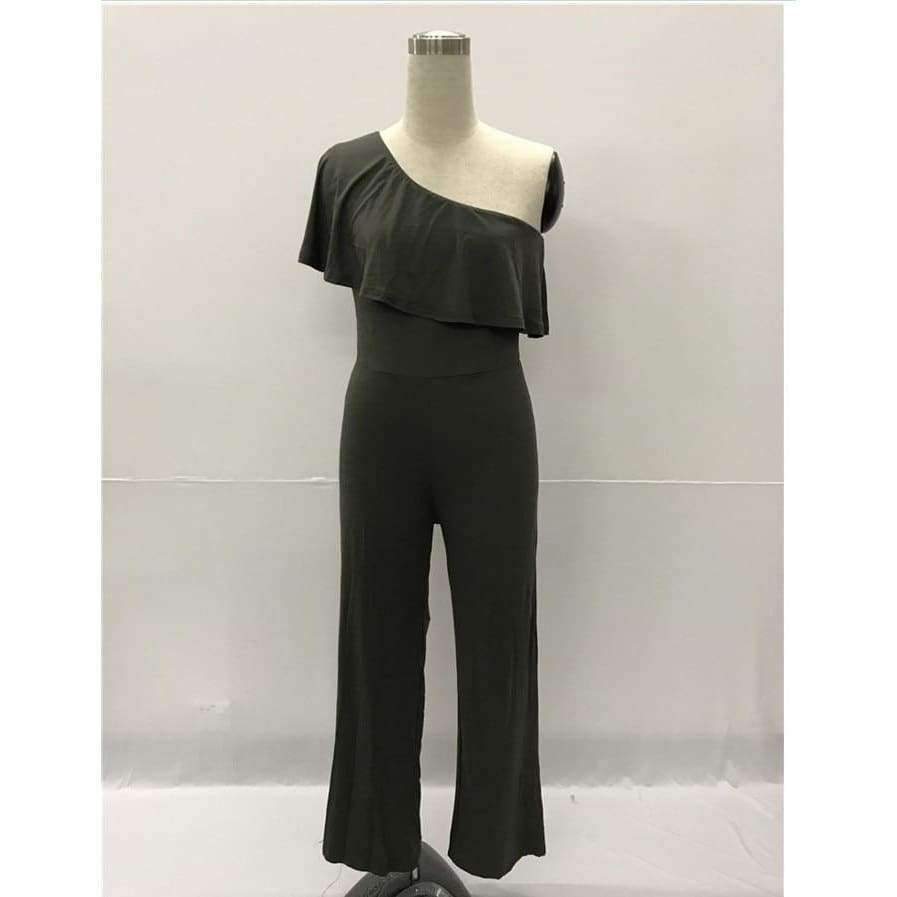 Planet Gates black / XS Summer Fashion brand one shoulder long pants Rompers Jumpsuit for Women 2018 Short Sleeve Ruffle sexy party Female Overalls