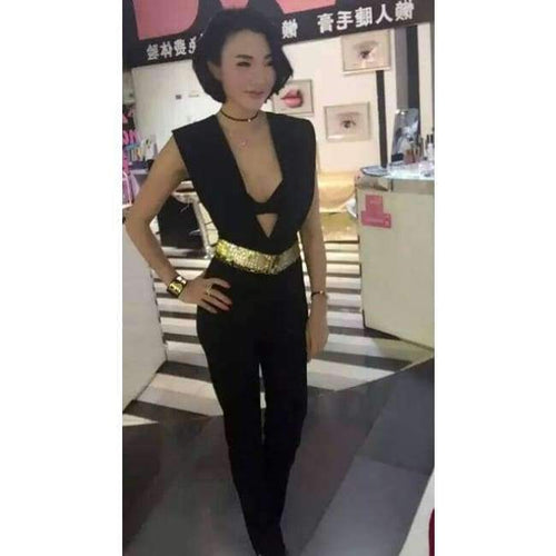 Planet Gates Black / XS / United States New Arrival Summer Jumpsuits for Women 2018 Gray Deep v Neck Fitted Elegant White Sexy Bodycon Jumpsuit Clubwear