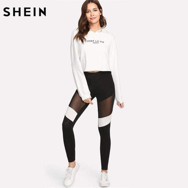 Planet Gates Black / XS Women Workout Leggings Black Fitness Womens Clothing Contrast Mesh Color Block Two Tone Mesh Insert Leggings