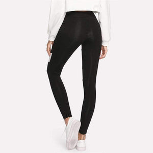 Planet Gates Black / XS Women Workout Leggings Black Fitness Womens Clothing Contrast Mesh Color Block Two Tone Mesh Insert Leggings