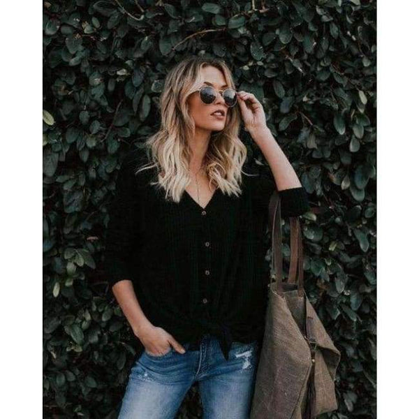 Planet Gates black / XXL Autumn Winter Sweater Women Cardigan Coat Casual V-Neck Woman Cardigans Tops Long Sleeve Crochet Knit Sweater Coat Female