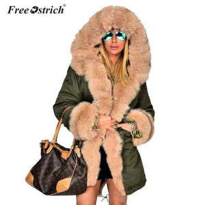 Planet Gates Black / XXL / China Jackets Solid Hooded Fur Casual Warm Thick Winter Jacket Women Long Coat Jaqueta Feminina K3040