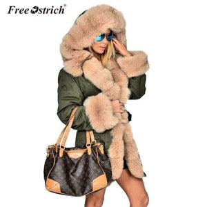 Planet Gates Black / XXL / China Jackets Solid Hooded Fur Casual Warm Thick Winter Jacket Women Long Coat Jaqueta Feminina K3040