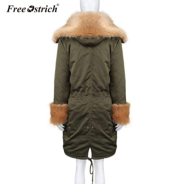 Planet Gates Black / XXL / China Jackets Solid Hooded Fur Casual Warm Thick Winter Jacket Women Long Coat Jaqueta Feminina K3040