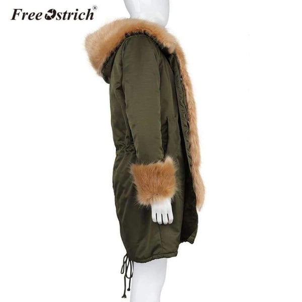 Planet Gates Black / XXL / China Jackets Solid Hooded Fur Casual Warm Thick Winter Jacket Women Long Coat Jaqueta Feminina K3040