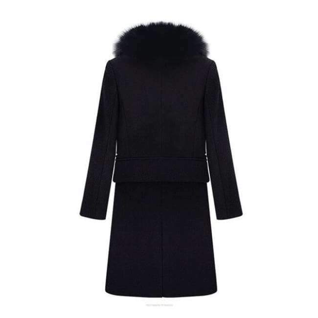 Planet Gates black / XXL New autumn/ winter woolen coat with fur collar black women thicken warm coat outwear T845