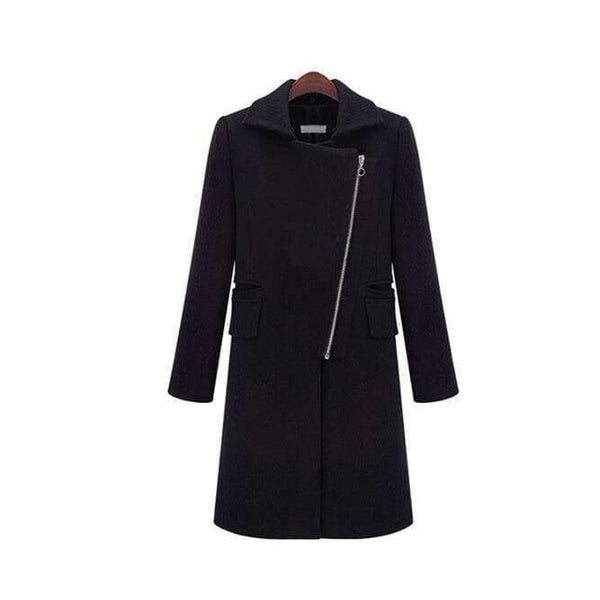 Planet Gates black / XXL New autumn/ winter woolen coat with fur collar black women thicken warm coat outwear T845