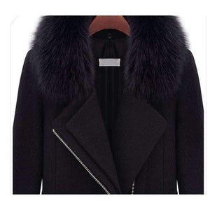 Planet Gates black / XXL New autumn/ winter woolen coat with fur collar black women thicken warm coat outwear T845