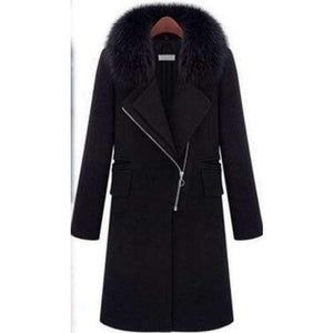 Planet Gates black / XXL New autumn/ winter woolen coat with fur collar black women thicken warm coat outwear T845