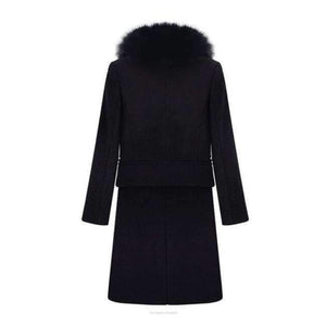 Planet Gates black / XXL New autumn/ winter woolen coat with fur collar black women thicken warm coat outwear T845