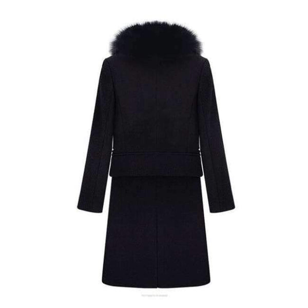 Planet Gates black / XXL New autumn/ winter woolen coat with fur collar black women thicken warm coat outwear T845