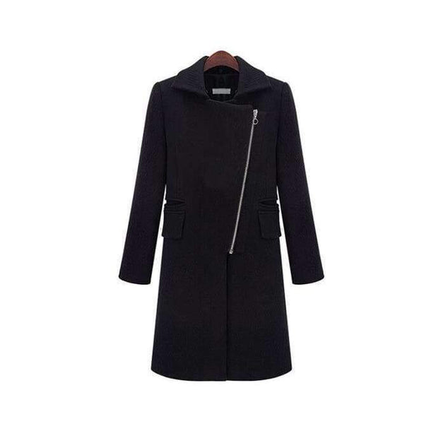 Planet Gates black / XXL New autumn/ winter woolen coat with fur collar black women thicken warm coat outwear T845