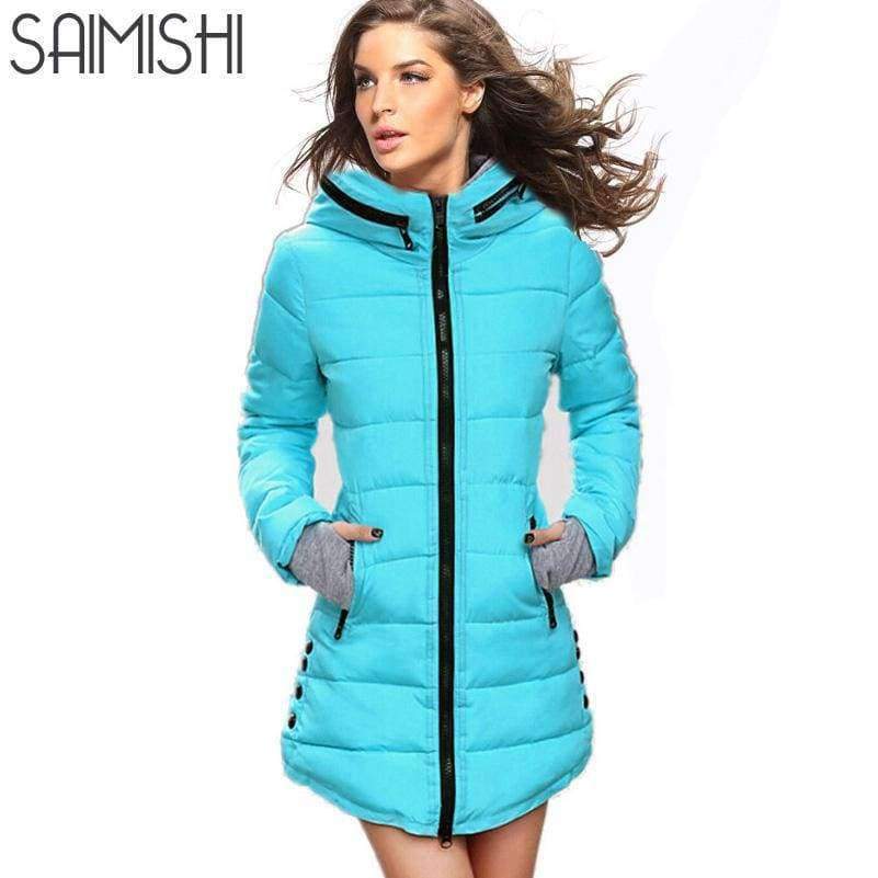 Planet Gates Black / XXL Parkas Winter Women Fashion Thickening Hooded Winter Jacket Womens Slim Fit Cotton Coat Overcoat Plus Size 13 Colors