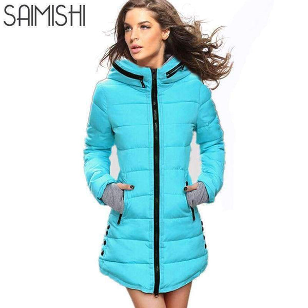 Planet Gates Black / XXL Parkas Winter Women Fashion Thickening Hooded Winter Jacket Womens Slim Fit Cotton Coat Overcoat Plus Size 13 Colors