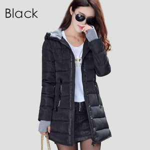 Planet Gates Black / XXL Parkas Winter Women Fashion Thickening Hooded Winter Jacket Womens Slim Fit Cotton Coat Overcoat Plus Size 13 Colors