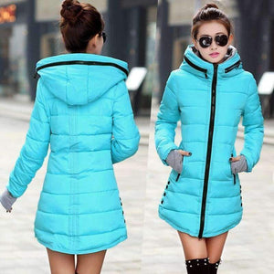 Planet Gates Black / XXL Parkas Winter Women Fashion Thickening Hooded Winter Jacket Womens Slim Fit Cotton Coat Overcoat Plus Size 13 Colors