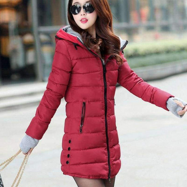 Planet Gates Black / XXL Parkas Winter Women Fashion Thickening Hooded Winter Jacket Womens Slim Fit Cotton Coat Overcoat Plus Size 13 Colors