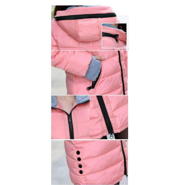 Planet Gates Black / XXL Parkas Winter Women Fashion Thickening Hooded Winter Jacket Womens Slim Fit Cotton Coat Overcoat Plus Size 13 Colors