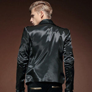 Planet Gates BLACK / XXXL Jacket Men  Autumn Designer Fashion Epaulet Night Club Stage Winds Men's Short Coats Black