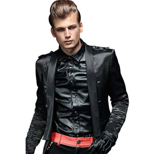 Planet Gates BLACK / XXXL Jacket Men  Autumn Designer Fashion Epaulet Night Club Stage Winds Men's Short Coats Black