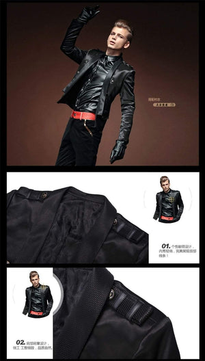 Planet Gates BLACK / XXXL Jacket Men  Autumn Designer Fashion Epaulet Night Club Stage Winds Men's Short Coats Black