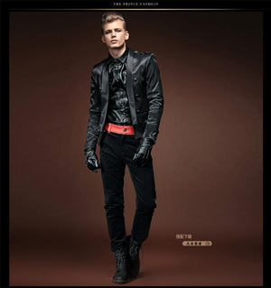 Planet Gates BLACK / XXXL Jacket Men  Autumn Designer Fashion Epaulet Night Club Stage Winds Men's Short Coats Black