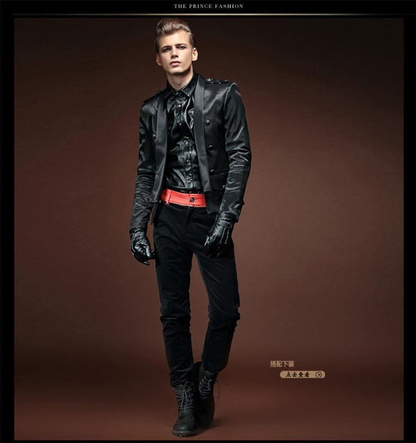 Planet Gates BLACK / XXXL Jacket Men  Autumn Designer Fashion Epaulet Night Club Stage Winds Men's Short Coats Black