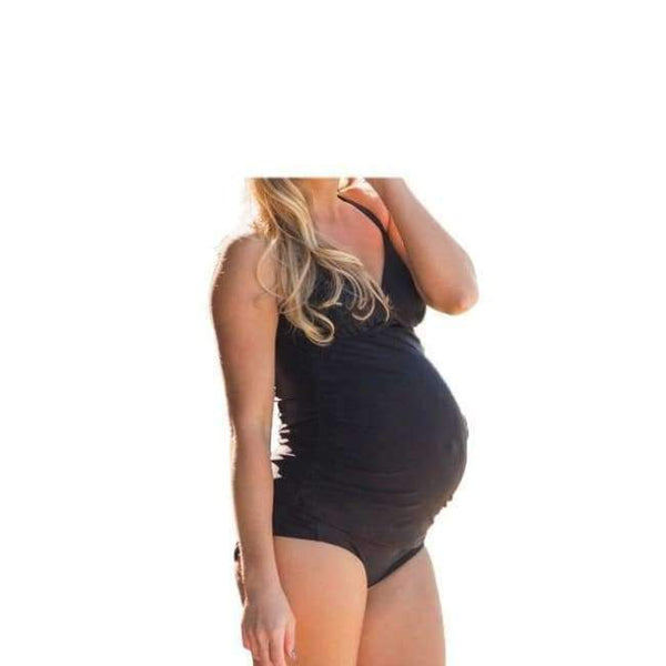 Planet Gates black / XXXL Large Size Maternity Swimwear Comfortable Pregnant Women Swimsuit Pure Color Jumpsuit Beach Wear Pregnancy Clothes Gift