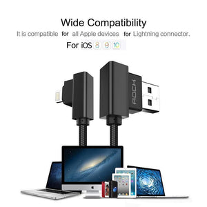 Planet Gates black Yellow / 30cm ROCK Mobile Phone USB Cable for iPhone X 8 7 6 5 Plus 90 Degree Right Angle 2.1A Fast Charger Sync Cord for iPad 2 3 4 Air Pro