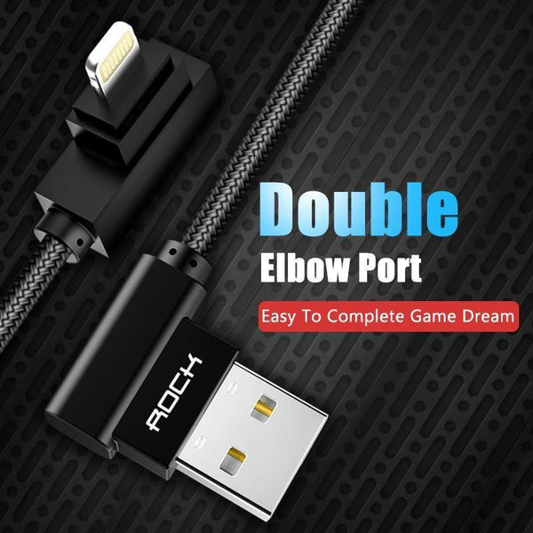 Planet Gates black Yellow / 30cm ROCK Mobile Phone USB Cable for iPhone X 8 7 6 5 Plus 90 Degree Right Angle 2.1A Fast Charger Sync Cord for iPad 2 3 4 Air Pro