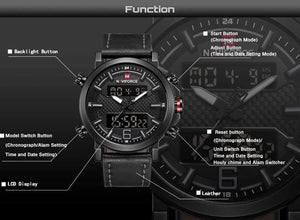 Planet Gates Black Yellow Men's Fashion Sport Watch Men Leather Waterproof Quartz Watches Male Date LED Analog Clock Relogio Masculino