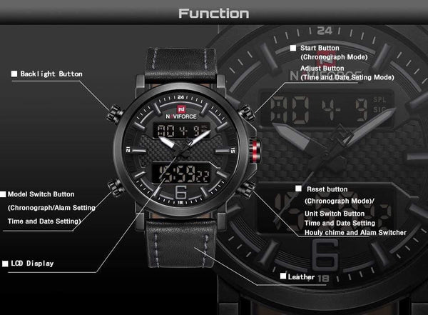 Planet Gates Black Yellow Men's Fashion Sport Watch Men Leather Waterproof Quartz Watches Male Date LED Analog Clock Relogio Masculino