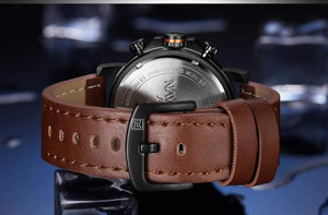 Planet Gates Black Yellow Men's Fashion Sport Watch Men Leather Waterproof Quartz Watches Male Date LED Analog Clock Relogio Masculino