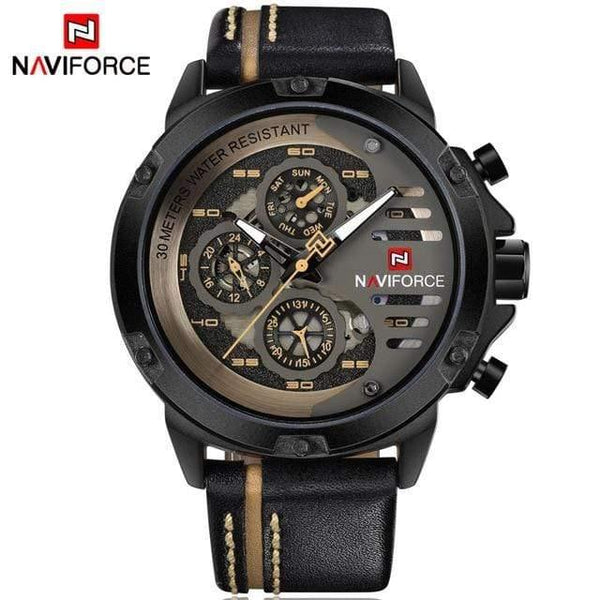 Planet Gates Black Yellow Mens Watches Top Brand Luxury 3Bar Waterproof Date Quartz Watch Man Leather Sport Wrist Watch Men Waterproof Clock