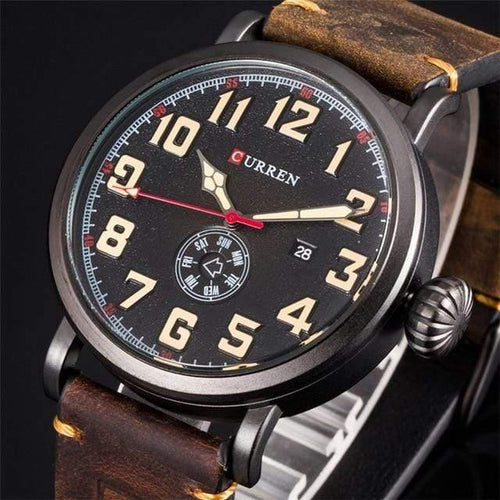 Planet Gates black yellow Mens Watches Top Brand Luxury Men's Quartz Watch Waterproof Sport Military Watches Men Leather relogio masculino