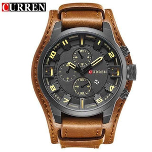 Planet Gates black yellow Military Quartz Mens Watches Top Brand Luxury Leather Men Watch Casual Sport Male Clock Watch 8225