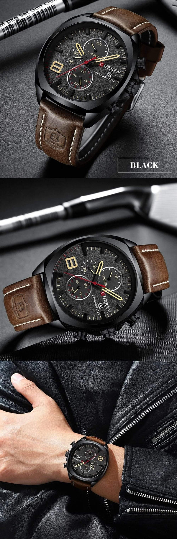 Planet Gates black yellow watch Men Watches Top Brand Luxury CURREN Military Analog Quartz Watch Men's Sport Wristwatch Relogio Masculino Waterproof 30M