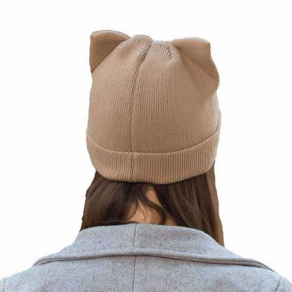 Planet Gates black YIFEI Cute Kitty Beanie Hat For Women Girl Winter Real Wool Cat's Ear Cap Skullies Gorras Solid Women Autumn Winter Knitted Hat