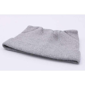 Planet Gates black YIFEI Cute Kitty Beanie Hat For Women Girl Winter Real Wool Cat's Ear Cap Skullies Gorras Solid Women Autumn Winter Knitted Hat