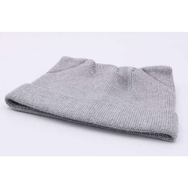 Planet Gates black YIFEI Cute Kitty Beanie Hat For Women Girl Winter Real Wool Cat's Ear Cap Skullies Gorras Solid Women Autumn Winter Knitted Hat