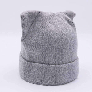 Planet Gates black YIFEI Cute Kitty Beanie Hat For Women Girl Winter Real Wool Cat's Ear Cap Skullies Gorras Solid Women Autumn Winter Knitted Hat