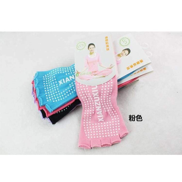 Planet Gates Black Yoga Socks Female Cotton Sports Socks Open Toe Anti Slip Yoga Pilates Exercises Fitness Sportswear Socks