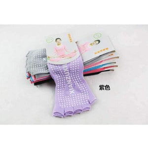 Planet Gates Black Yoga Socks Female Cotton Sports Socks Open Toe Anti Slip Yoga Pilates Exercises Fitness Sportswear Socks